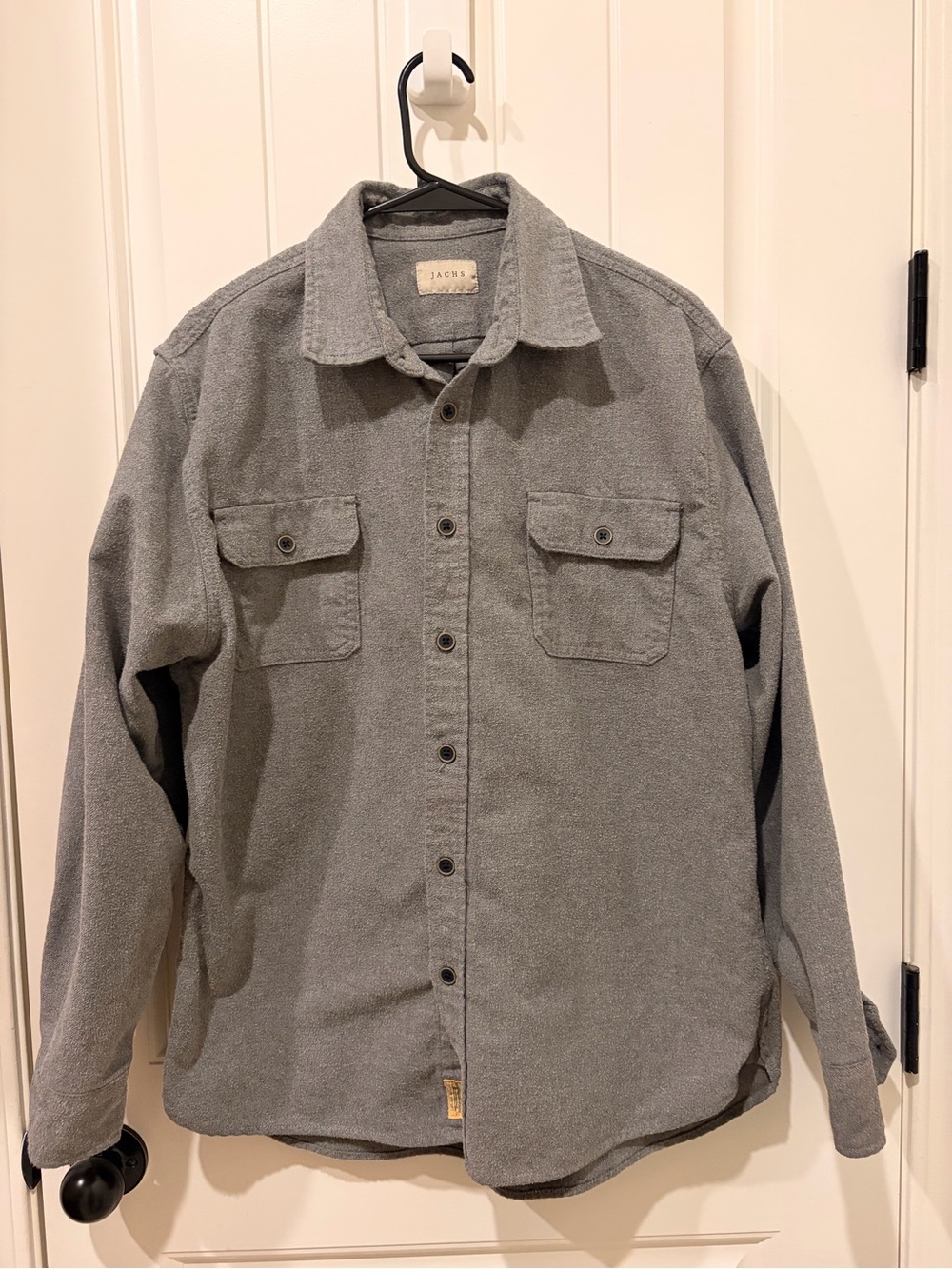 Jachs Gray Long-Sleeve Button-Down Utility Shirt